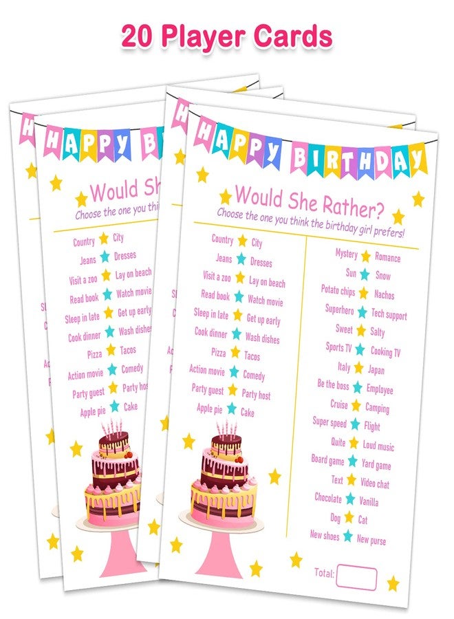 ALodr Birthday Girl Party Game - Would She Rather - 20 Game Card Set - Girl Birthday Party Activity Notebook - Image 2